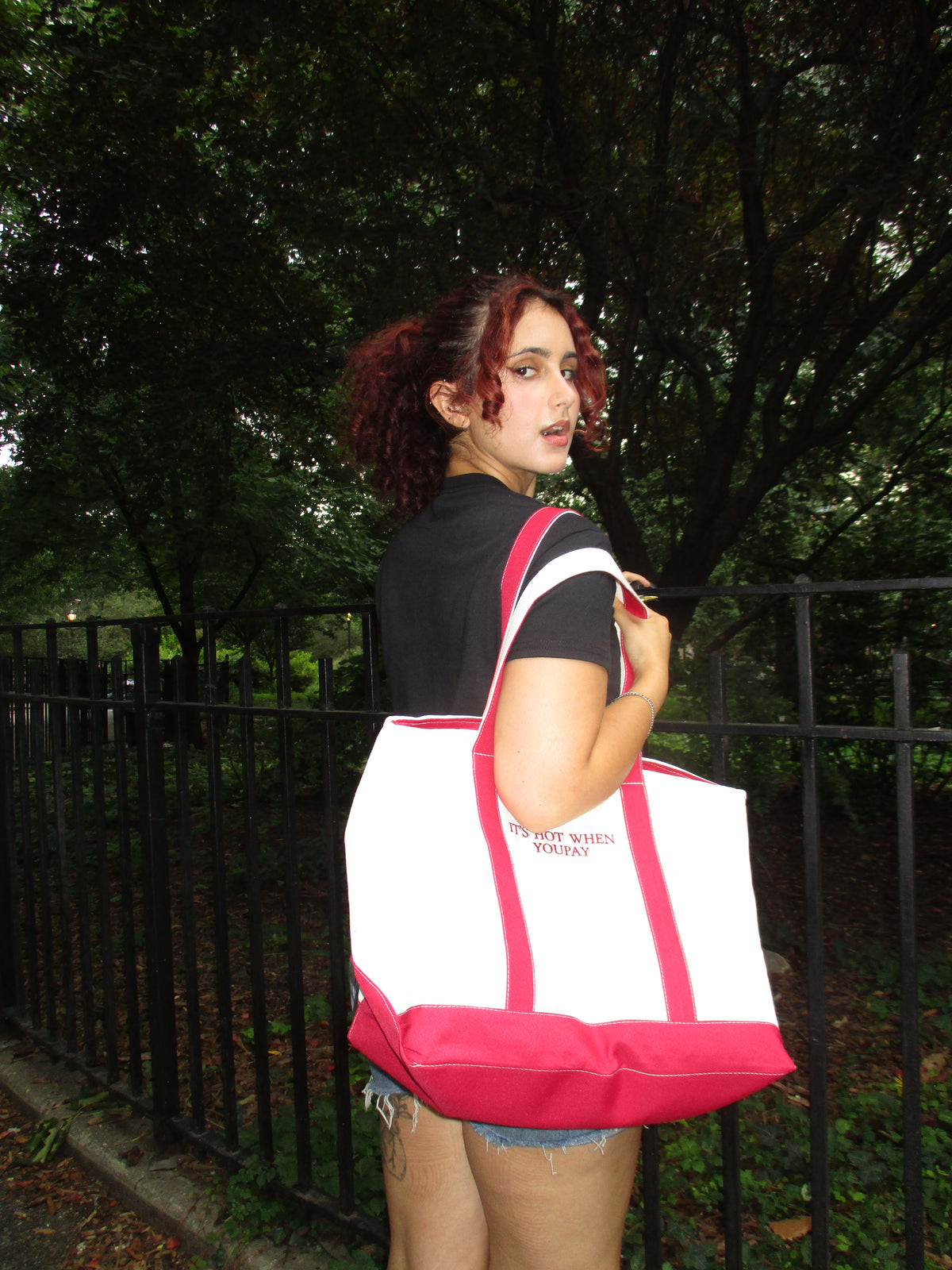 "It's Hot When YouPay" Red Zip-Up Tote Bag - Large