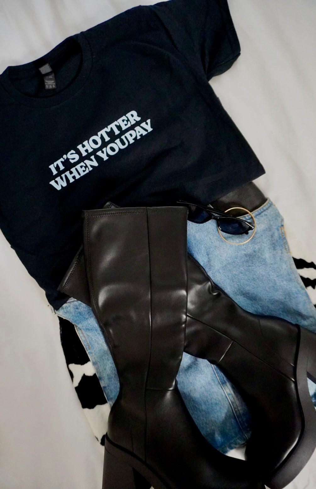 "It's Hotter When YouPay" Black + Blue Baby Tee