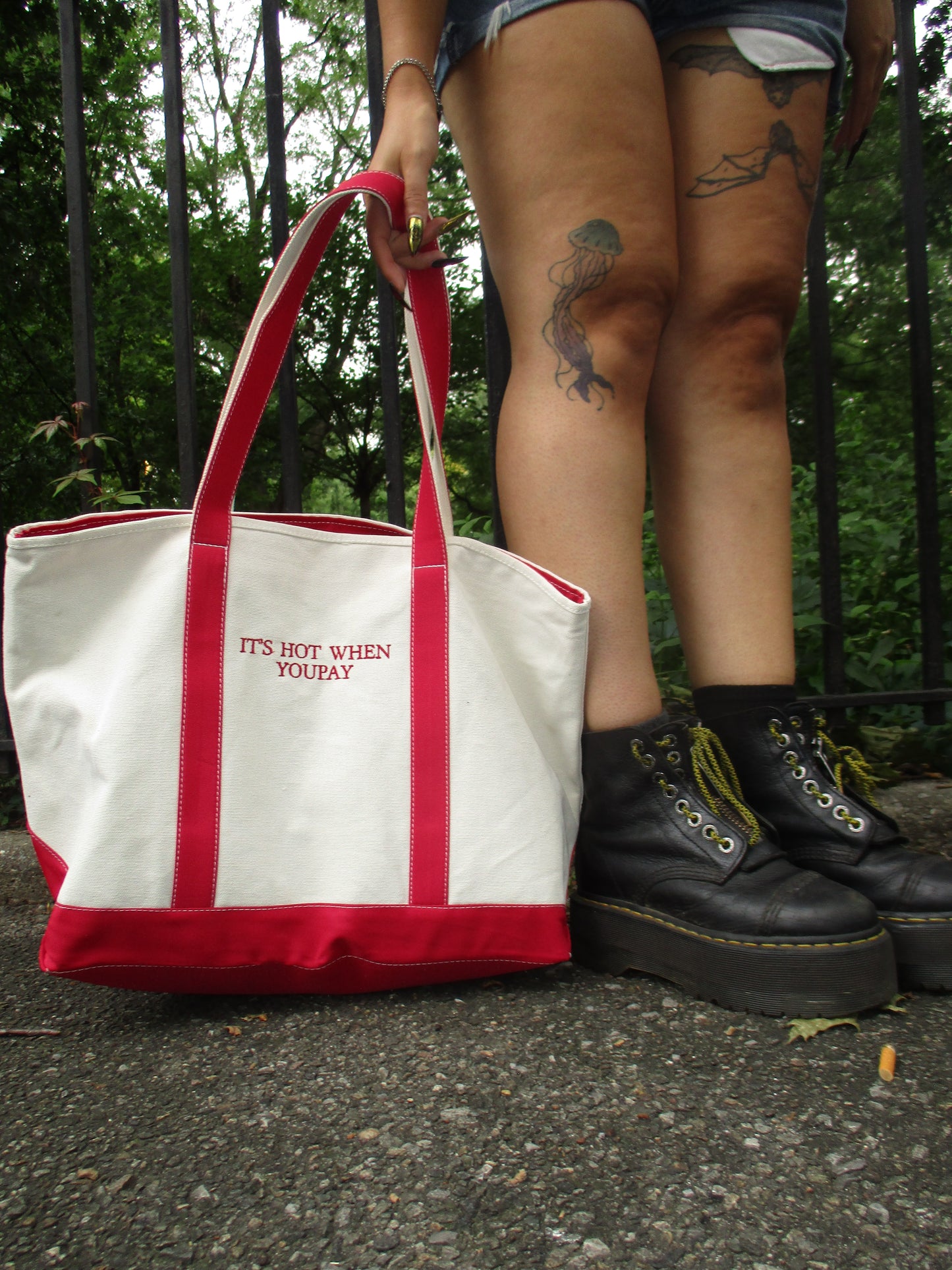 "It's Hot When YouPay" Red Zip-Up Tote Bag - Large