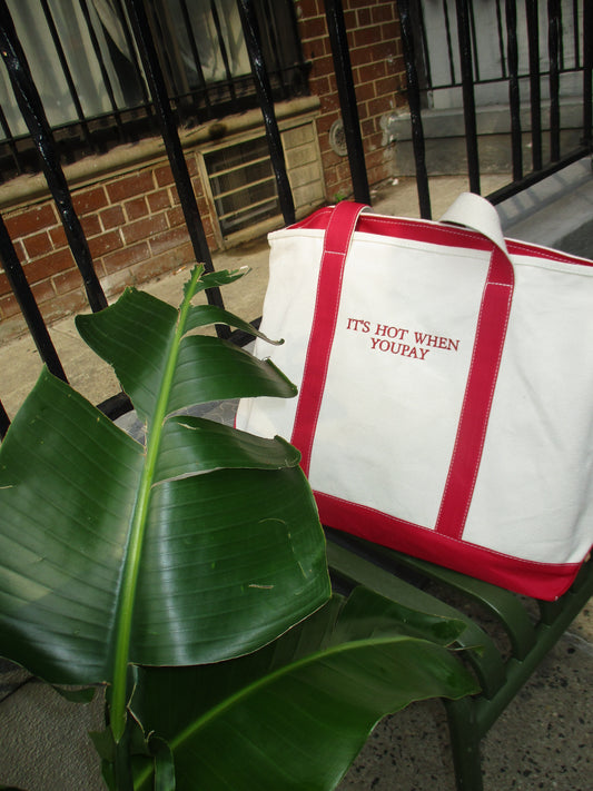 "It's Hot When YouPay" Red Zip-Up Tote Bag - Large