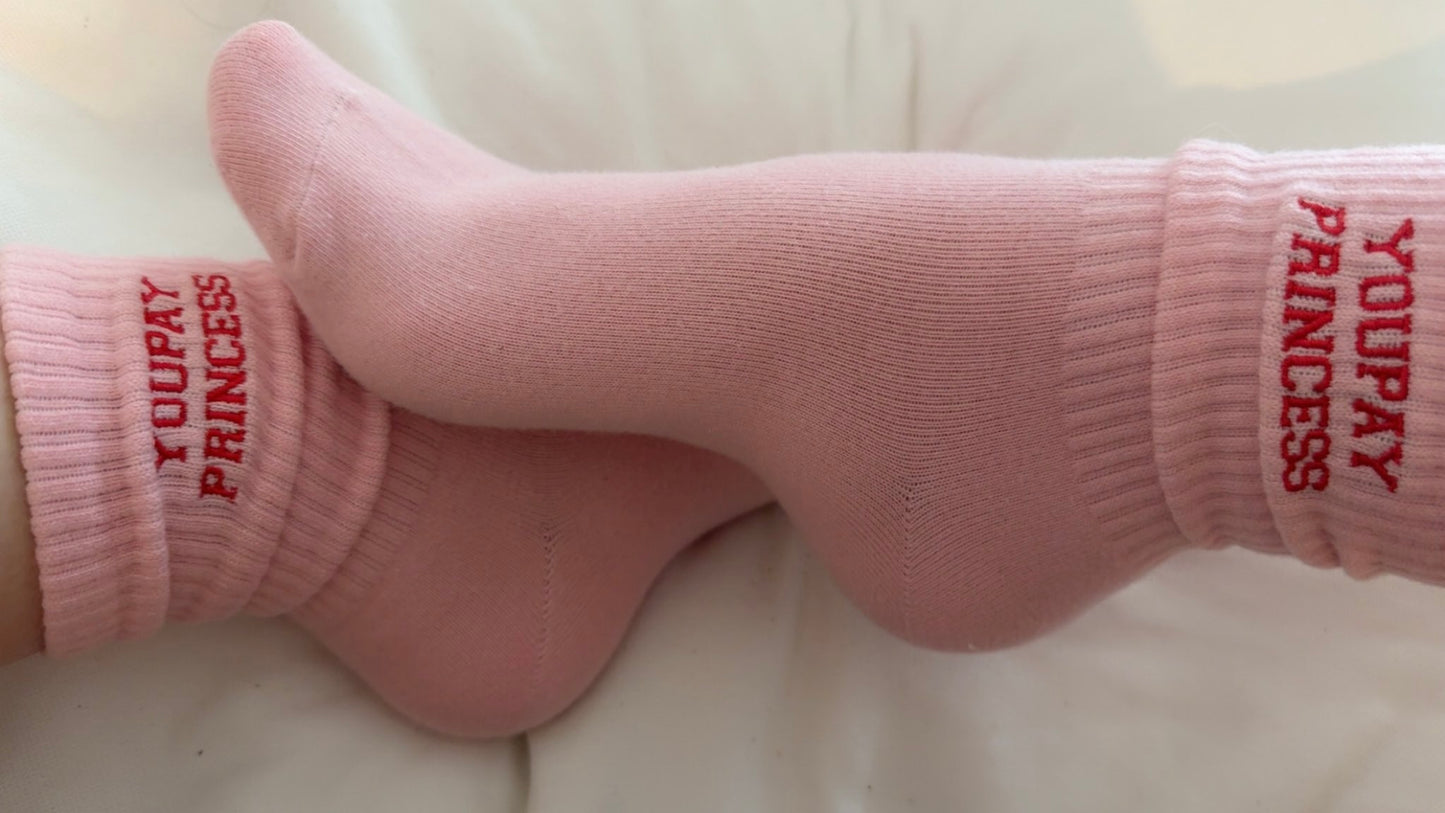 "YouPay Princess" Pink Crew Socks